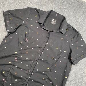 Taco Bell BLACK Button Up Shirt Short Slvs XL‎ WOMEN'S 65% POLY/35% COTTON